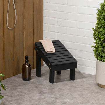 Saru 11.8" Traditional Classic Solid Acacia Wood Shower Shaving Foot Stool